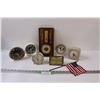 Image 1 : (6) Vintage Clocks & Barometer & American Flag