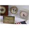 Image 4 : (6) Vintage Clocks & Barometer & American Flag