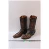 Image 1 : Cowboy Boots w/ Spurs - Women's Size 9.5 Standard Width - (Boot Hoops Damaged at top)