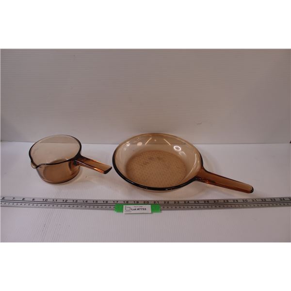 Vision Corning Smoky Glass Pots - Saucepot - 5" & 9' Frying Pan