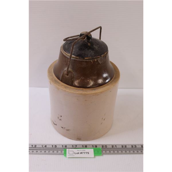 Stoneware Pickle Crock w/ Lid - 10" Tall