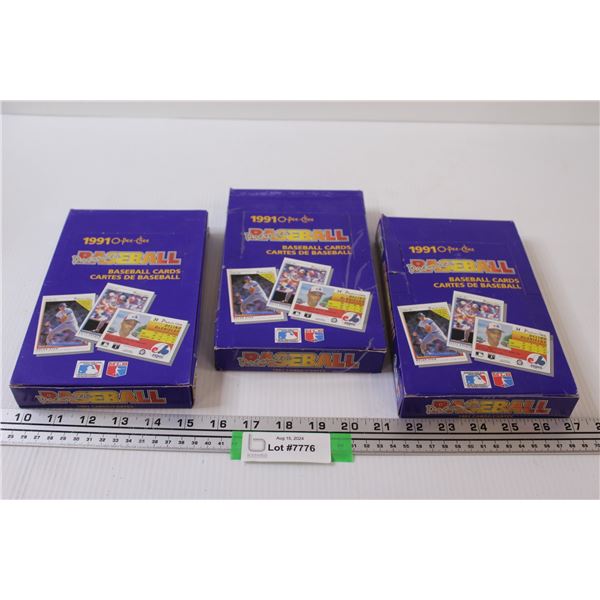 (3) OPC 1991 Baseball Trading Cards