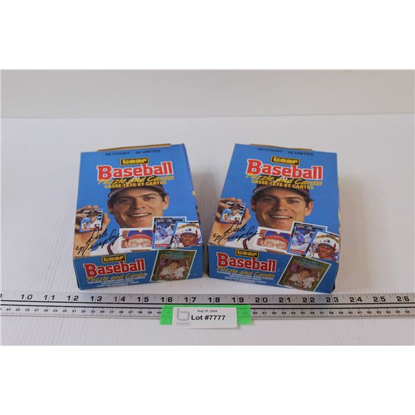 (2) Leaf Baseball Trading Cards & Puzzles Set in Boxes