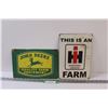 Image 1 : (2) Metal Signs: John Deere & International Harvester - 12" x 8"