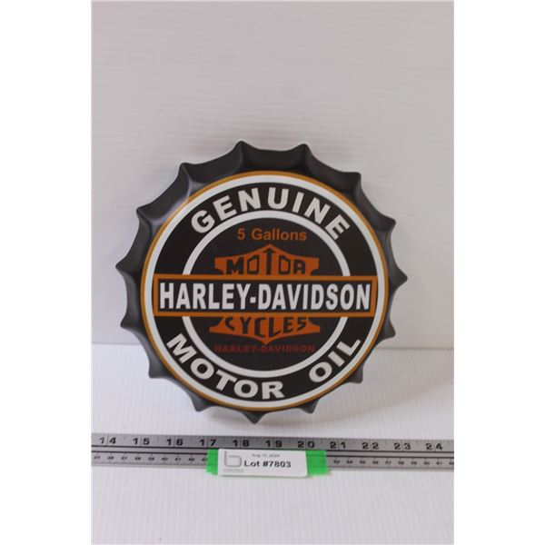 Harley Davidson Bottle Cap Metal Sign - 9"
