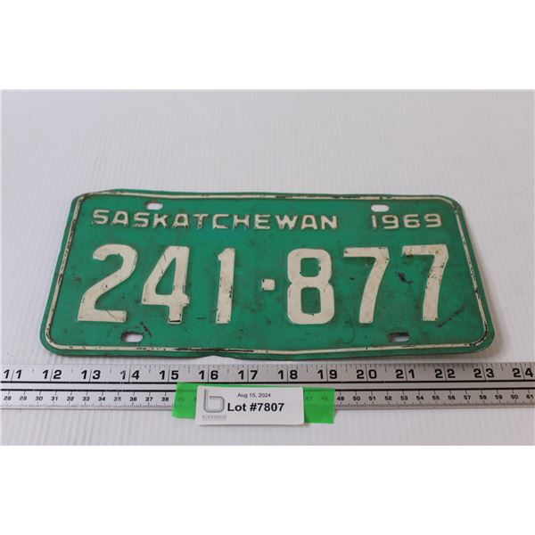 Saskatchewan 1969 License Plate