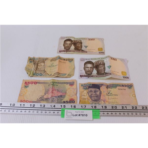 (5) Nigerian Bills: (2) 1000, (2) 500, (1) 200