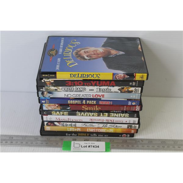 (11) DVDs - White Fang - 3:10 to Yuma - Delirious - Meet The Fockers - Safe
