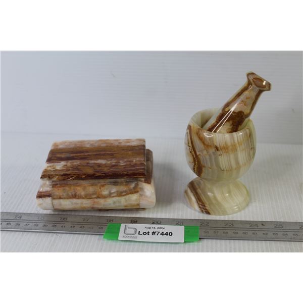 Marble Trinket Dish - Marble Mortar & Pestle