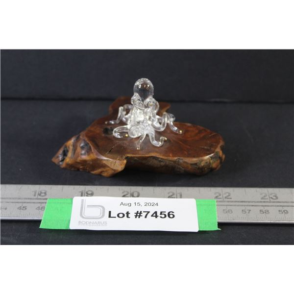 Hand Blown Octopus Mounted on Petrified Wood