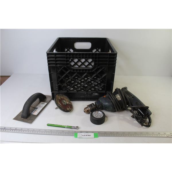 Mastercraft Drill (working - paint on it) - Air Pressure Guage - Notched Trowel - LED Light