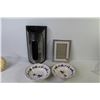 Image 4 : Ceramic Cornucopia - Metal Vase? - Metal Wall Mount Bag Holder - (2) Bowls - Photo Frame