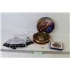 Image 1 : Copper Dish w/Small Crystal - Rothmans Cigarette Tin - 3 Packs of Go-Sport Cooling Skull Cap, Helmet