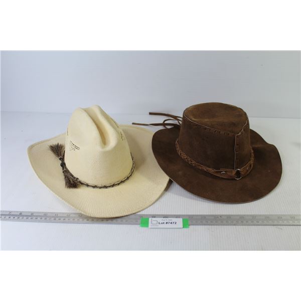 Leather Cowboy Hat w/Braided Leather Headband (unknown size) - Woven Cowboy Hat w/Braided Horse Hair