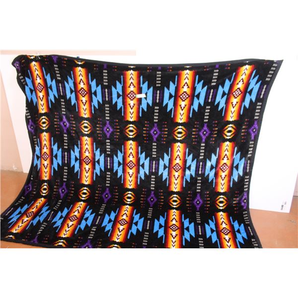 Indigenous Themed Plush Blanket (84" x 72")