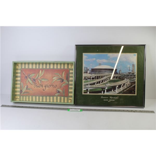 Wooden Tray - Louisiana Super Dome 1975 Photo Print (18" x 16")