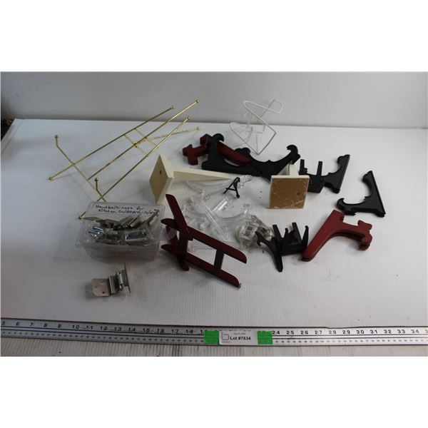 Lots of Assorted Hinges and Plate Display Stands