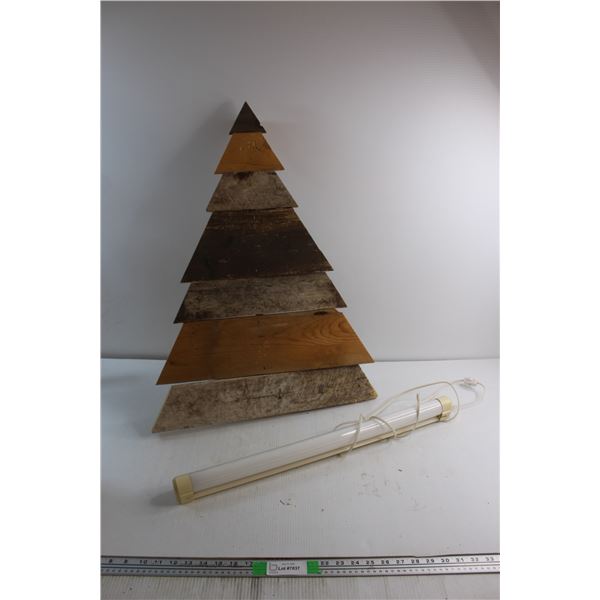 Bright Stick Lamp and Wooden Christmas Tree Shaped Decoration - Untested