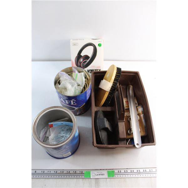 Electra Vortex Stereo Headphones, Assorted Curtain Parts and Misc.