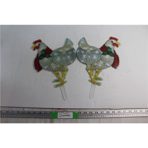 (2) Quasikoka Chicken with Scarf Holiday Decorations