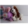 Image 2 : Bunny Decoration Stand and (2) Bunny and Dog Plush Dolls