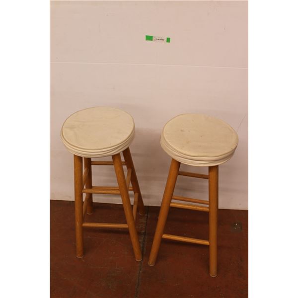 * (2) Wooden Stools 29'' x 12'' - Some Stains