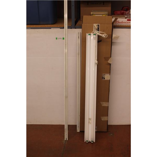 * (2) Lighting Tracks 95'' and (2) Phillips Fluorescent Lights with Bulbs 48'' - Untested, As Is