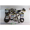 Lots of Assorted Good Year Drive Belts and Plastic Crate
