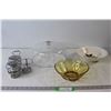Condiment Set - Missing One, Anchor Hocking Amber Glass Bowl, Fruit Decorated Bowl, Gallerie Glass L