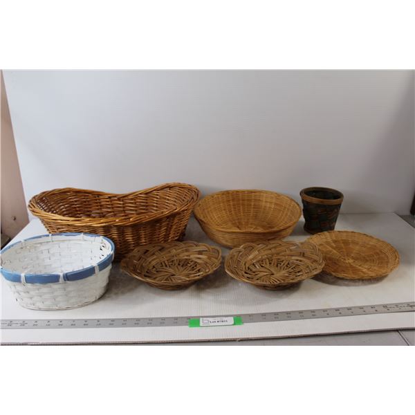 (7) Assorted Various Wicker Baskets