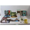 (5) Assorted Calendars, Assorted Books and Cards, Stamps, Set of (2) Playing Card Decks with Notepad