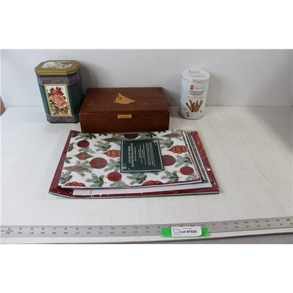 Set of 6 of Holiday Gift Boxes, Wooden Box with Sailboat Design On Top, Presidents Choice Rolled Waf