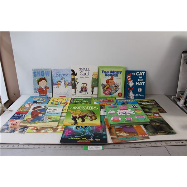 (19) Assorted Kids Books - The Cat in The Hat, Sammy and The Dinosaurs, Too Many Books