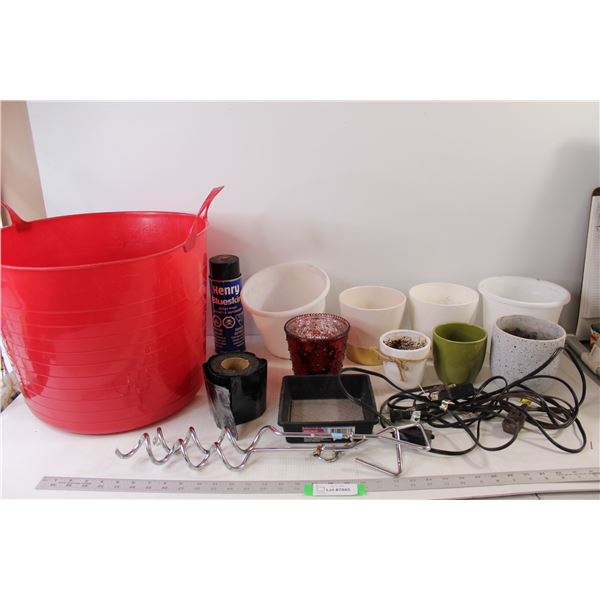 (3) Extension Cords, (8) Plant Pots, Plant Tray, Bitumen Tape, Henry Blueskin Spray Prep,