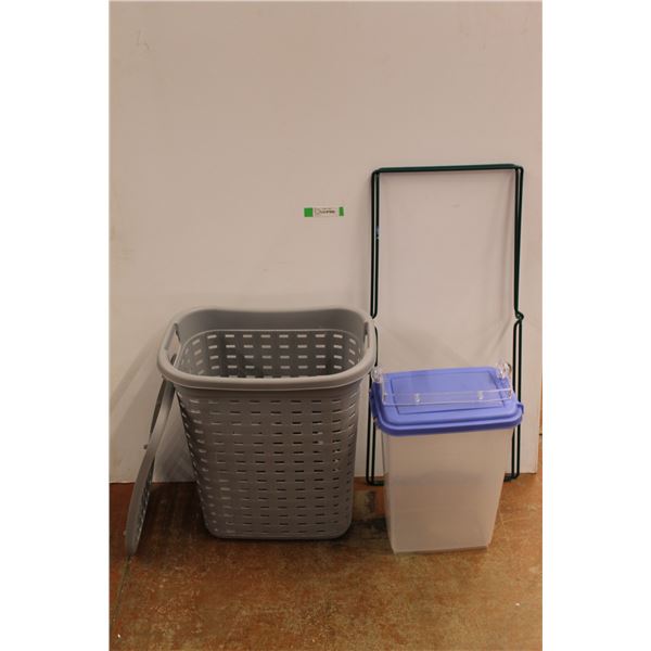 Laundry Hamper, Plastic Tub, Plastic Handle, Garbage Bag Stand