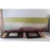 Image 1 : Watercolour Painting - 47" x 16" , (4) Empty Picture Frames - 10" x 12 1/2", (2) Framed Mirrors 13" 