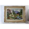 Image 1 : * Embroidered Landscape Framed Art - 31" x 24"