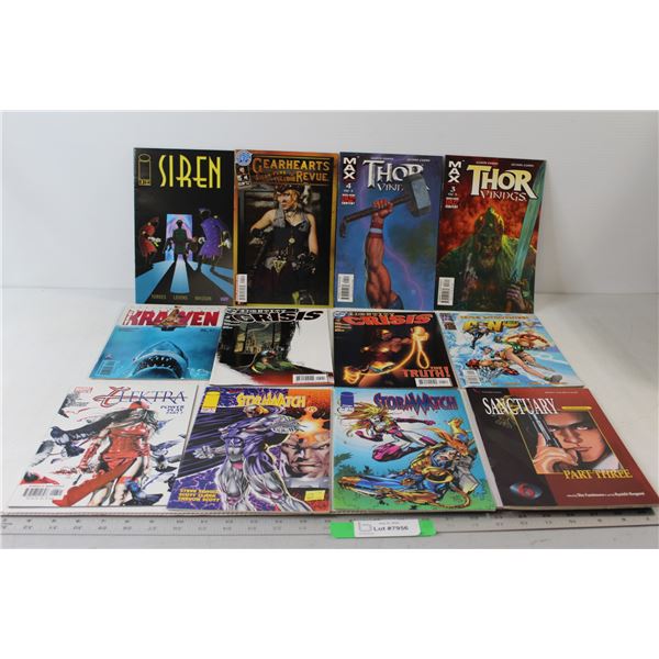 (12) Assorted Comics - Siren, Gearhearts, (2) Marvel Thor Vikings, Marvel Spiderman's Get Kraven, (2