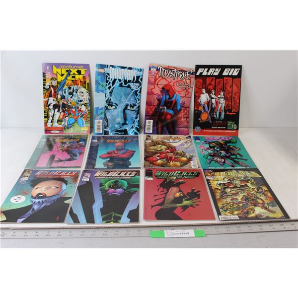 (12) Assorted Comics - Next Men, Inhumans, Mystique, Play Big, (8) Wildcats