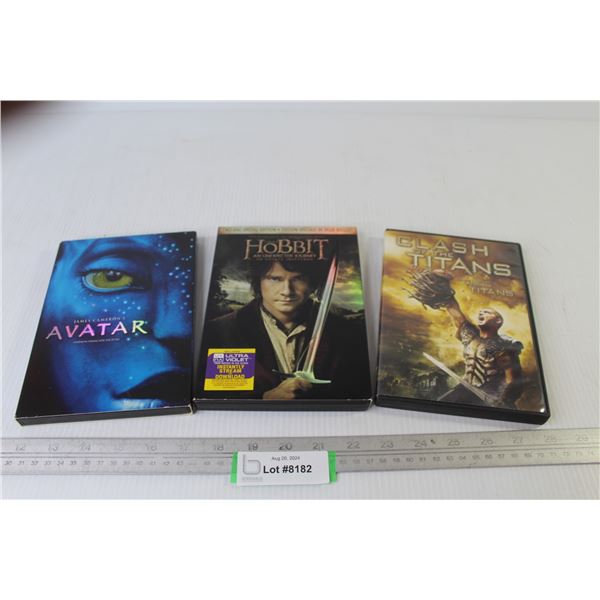 (3) DVDs - Clash of The Titans - Hobbit - Avatar
