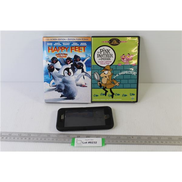 Otter Box Cell Phone Case - (2) DVDs -Pink Panther - Happy Feet
