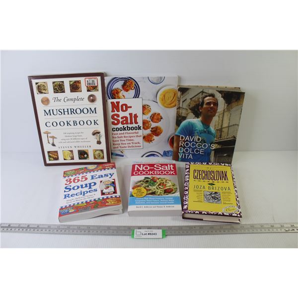 (6) Assorted Cook Books - Czechoslovak - No Salt - 365 Soup Recipes - Mushroom - David Rocco's