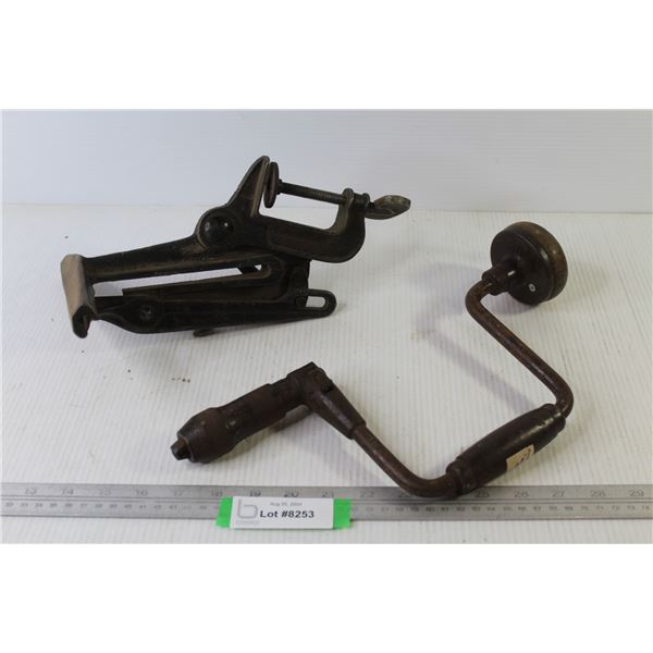Vintage Saw Blade Vice & Hand Drill