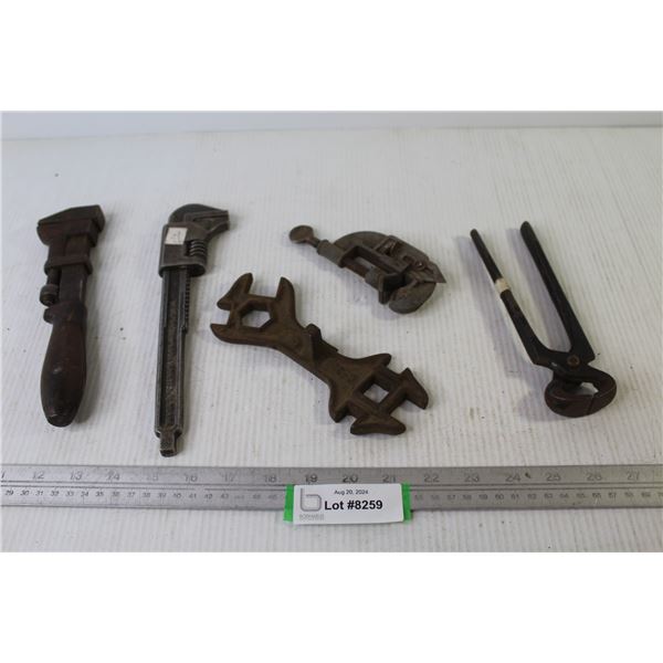 (2) Vintage Wrenches - Pipe Cutter - Nipper Pliers - Wrench