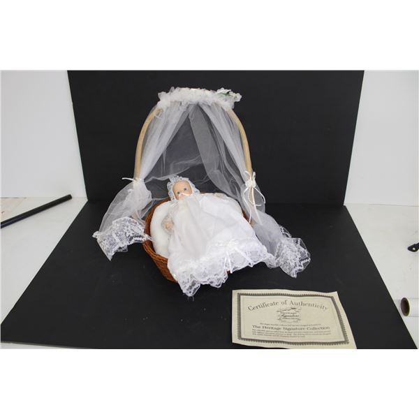 Heritage Signature Collection Christening Baby Porcelain Doll w/ Certificate of Authenticity