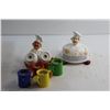 Image 5 : Novelty Butter Dish, (4) Watering Can Shaped Candle Holder and Salt and Pepper Shakers