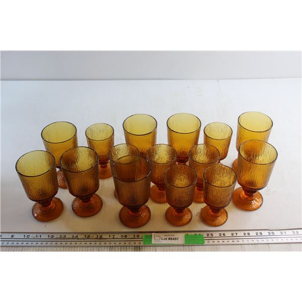 (15) Amber Glass Drinking Glasses