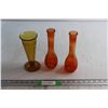 Image 1 : (3)  Amber and Orange Glass Vases