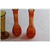 Image 2 : (3)  Amber and Orange Glass Vases