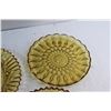 Image 3 : (3)  Amber Glass Plates  - (2) Pioneer Intaglio Fruit Saw Toothed Rim Dishs